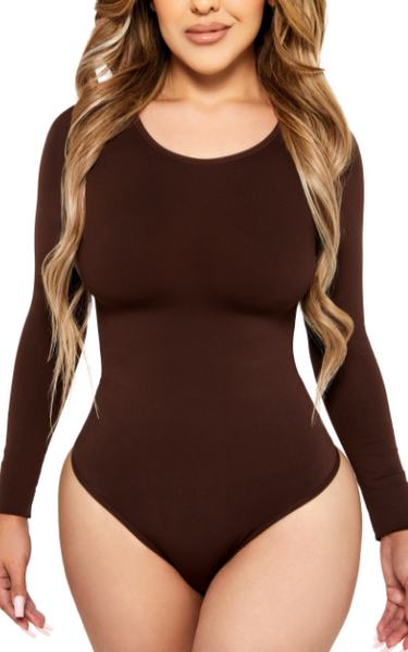 Seamless Snatched Long Sleeve Bodysuit 302