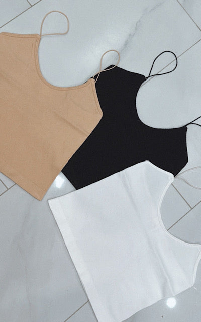 Just Me Basic Thin Strap Crop Top 001